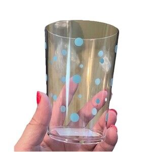 Temp-tations 4-piece 12oz Plastic Tumblers Clear Blue Polka Dots Brand New